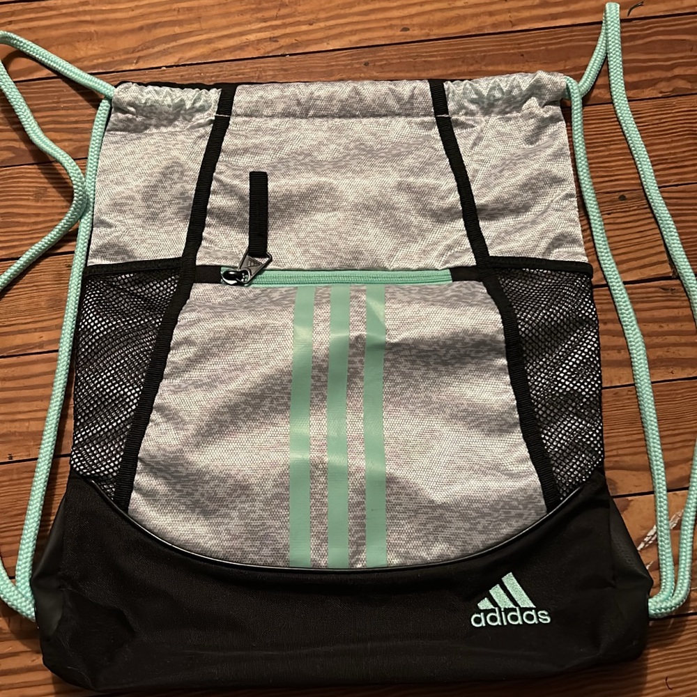 Adidas Mint Green and Black Drawstring Bag